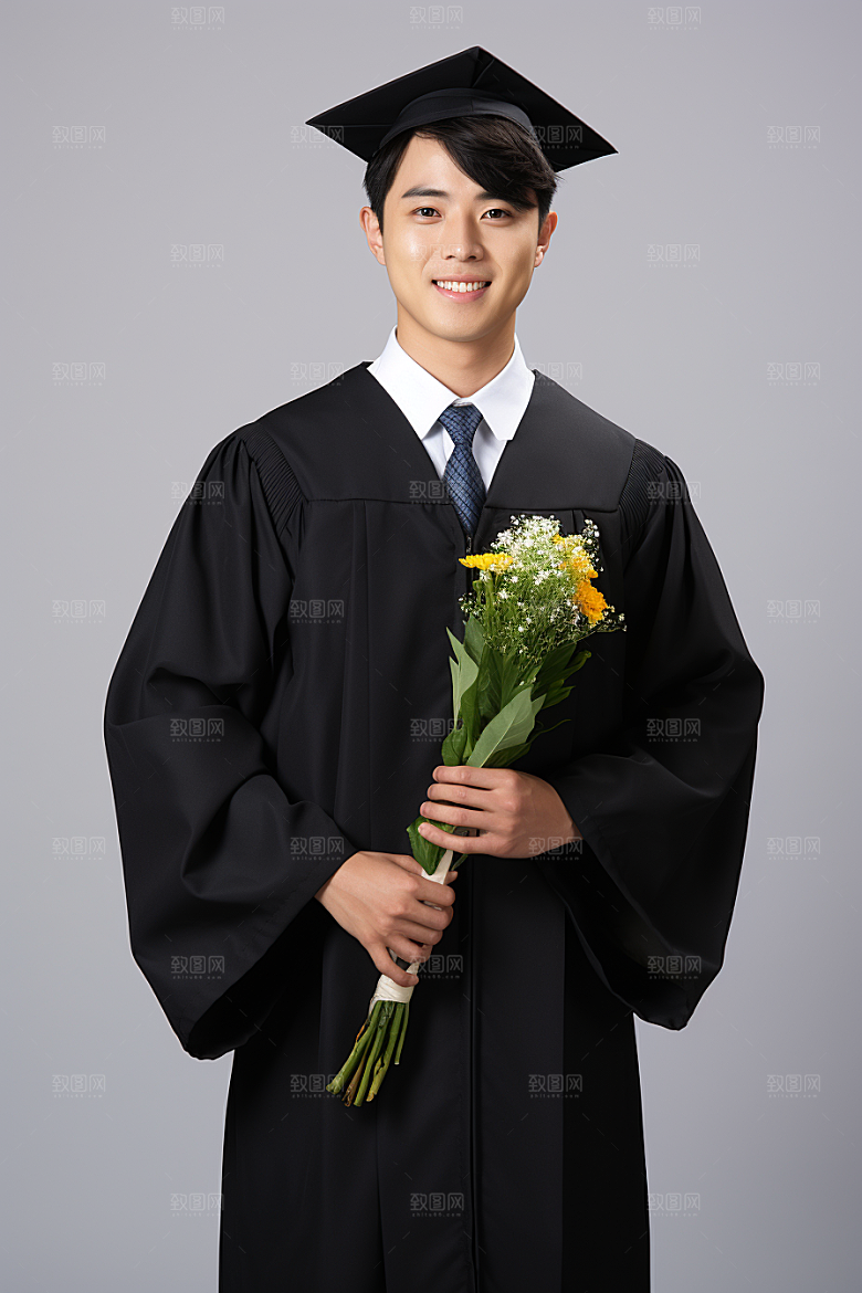 毕业生学士服结业摄影图