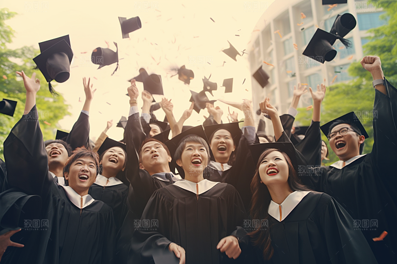 毕业生学士服学生摄影图