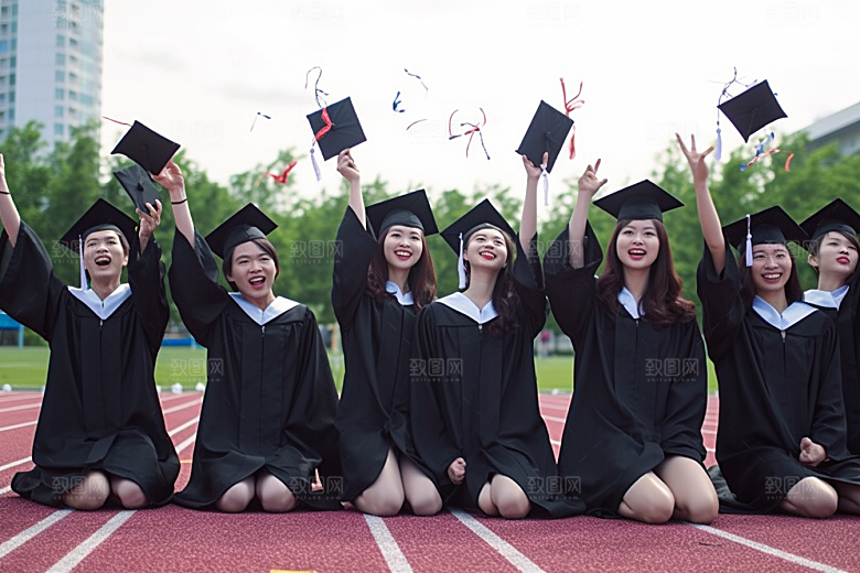 毕业生学士服毕业季摄影图