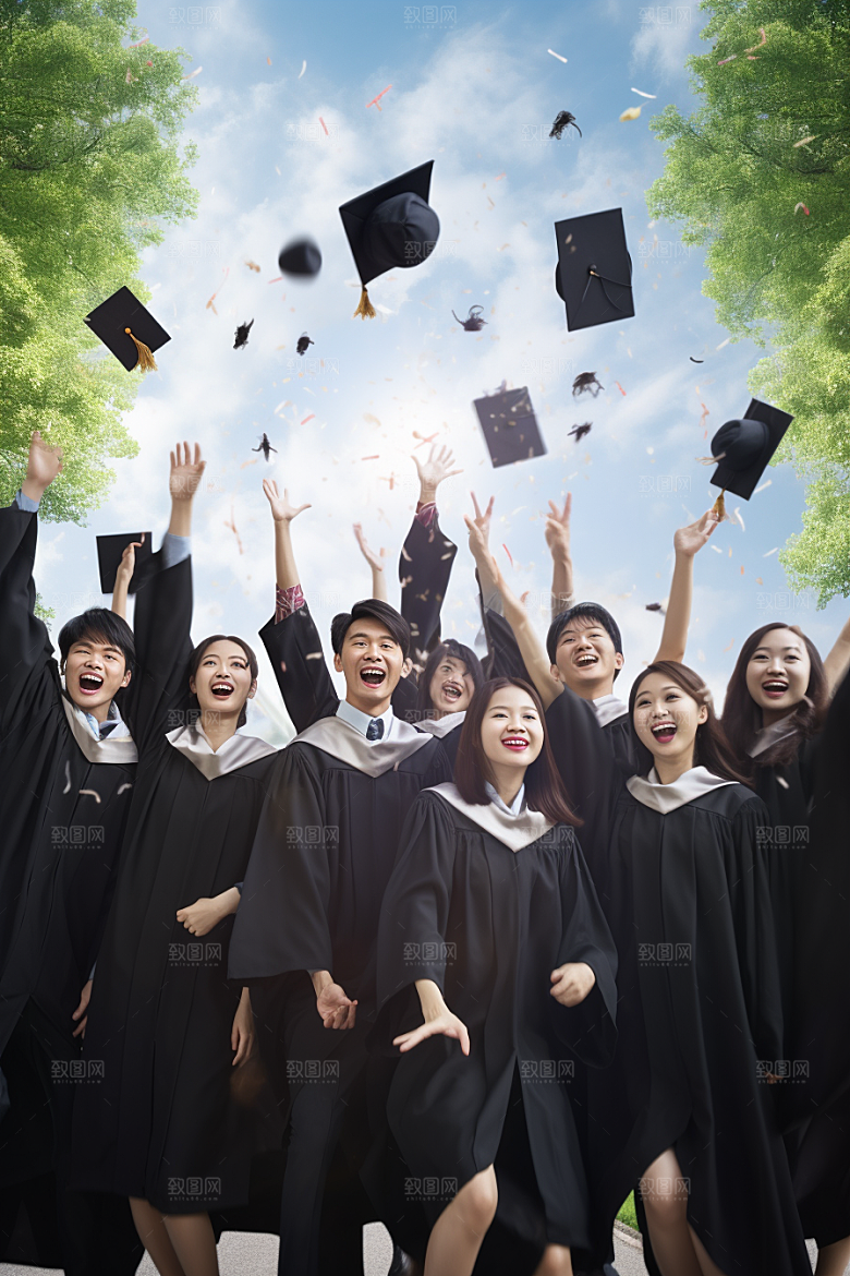 毕业生人物学士服摄影图