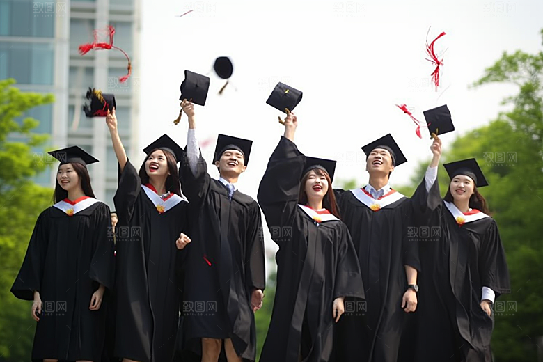 毕业生学士服学生摄影图