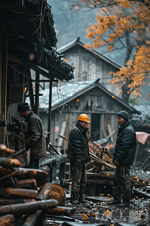 工地施工建设盖房子摄影图