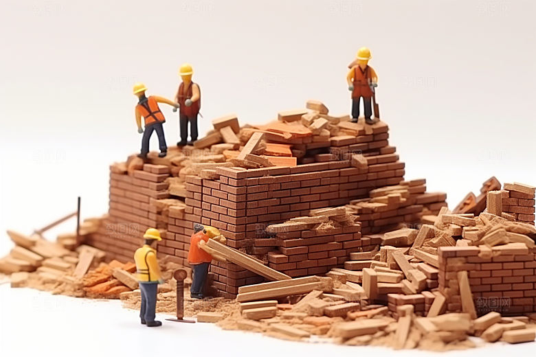 建筑施工微距小人建造建设摄影图