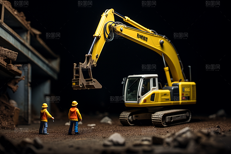 建筑施工微距小人高清工地摄影图