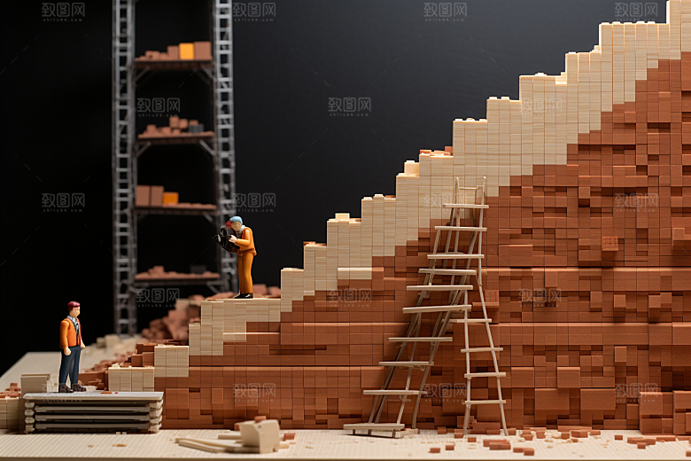 建筑施工微距小人工地建设摄影图