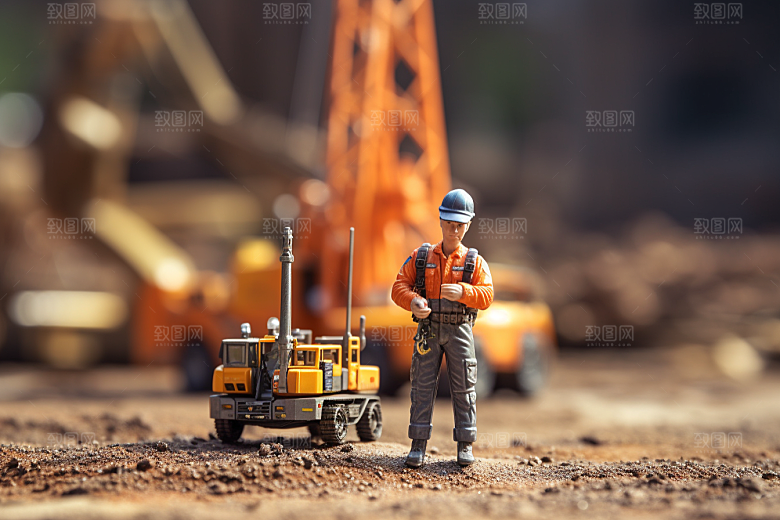建筑施工微距小人建设建造摄影图