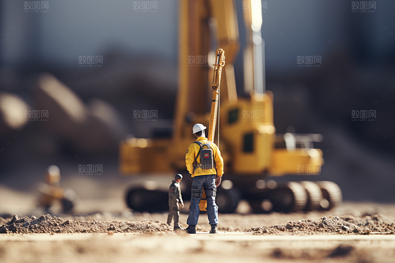 建筑施工微距小人工地建设摄影图