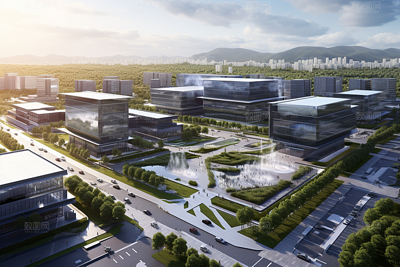 工业厂房工厂地块效果图