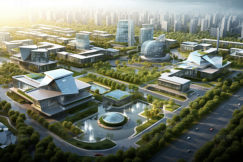 工业厂房高清地块效果图