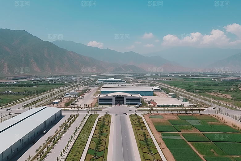 工业厂房生产线工厂效果图