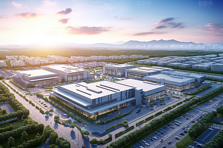工业厂房地块高清效果图