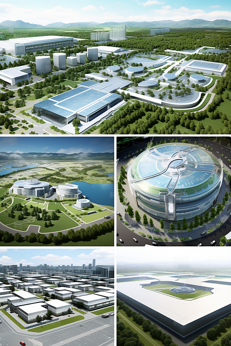 工业厂房工业区地块效果图