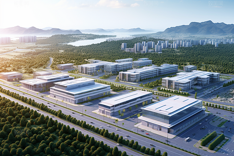 工业厂房工厂园区效果图
