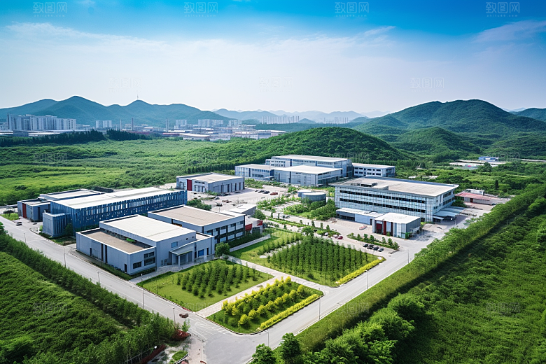 工业厂房生产线园区效果图