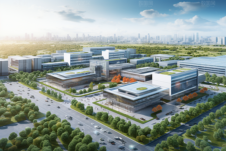 工业厂房实景地块效果图