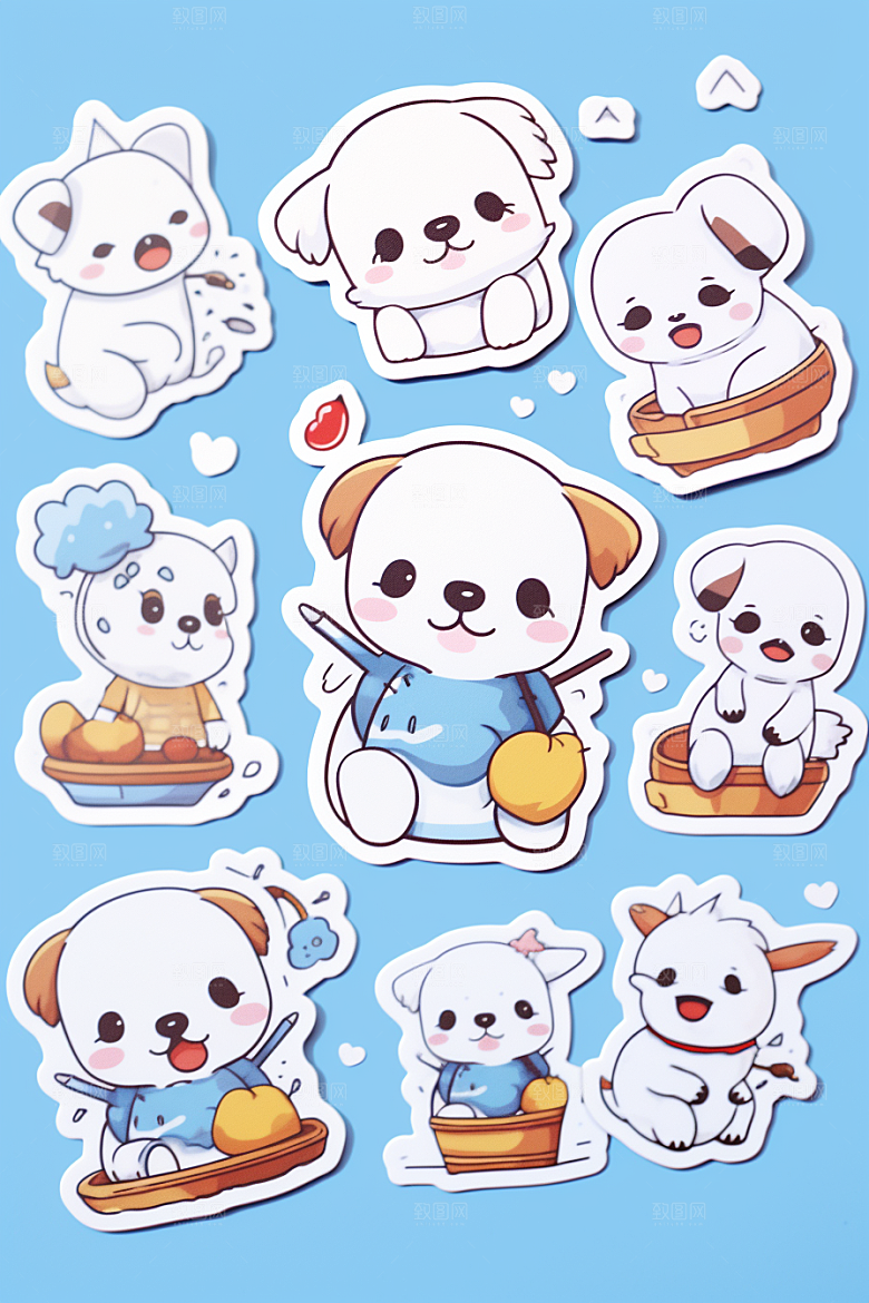 可爱狗狗插画萌动贴纸