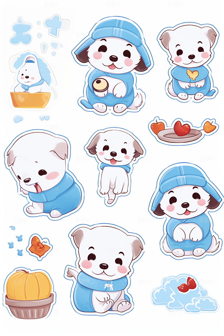 可爱狗狗插画贴画贴纸