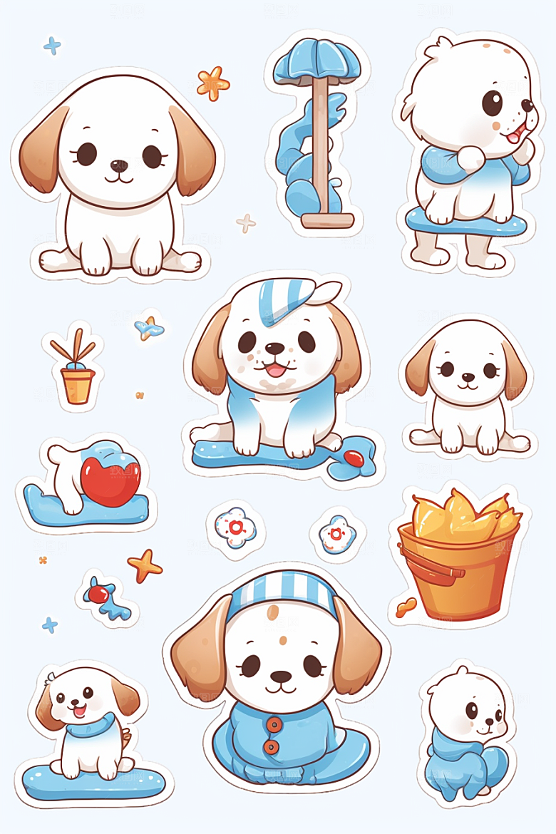 可爱狗狗插画贴画贴纸