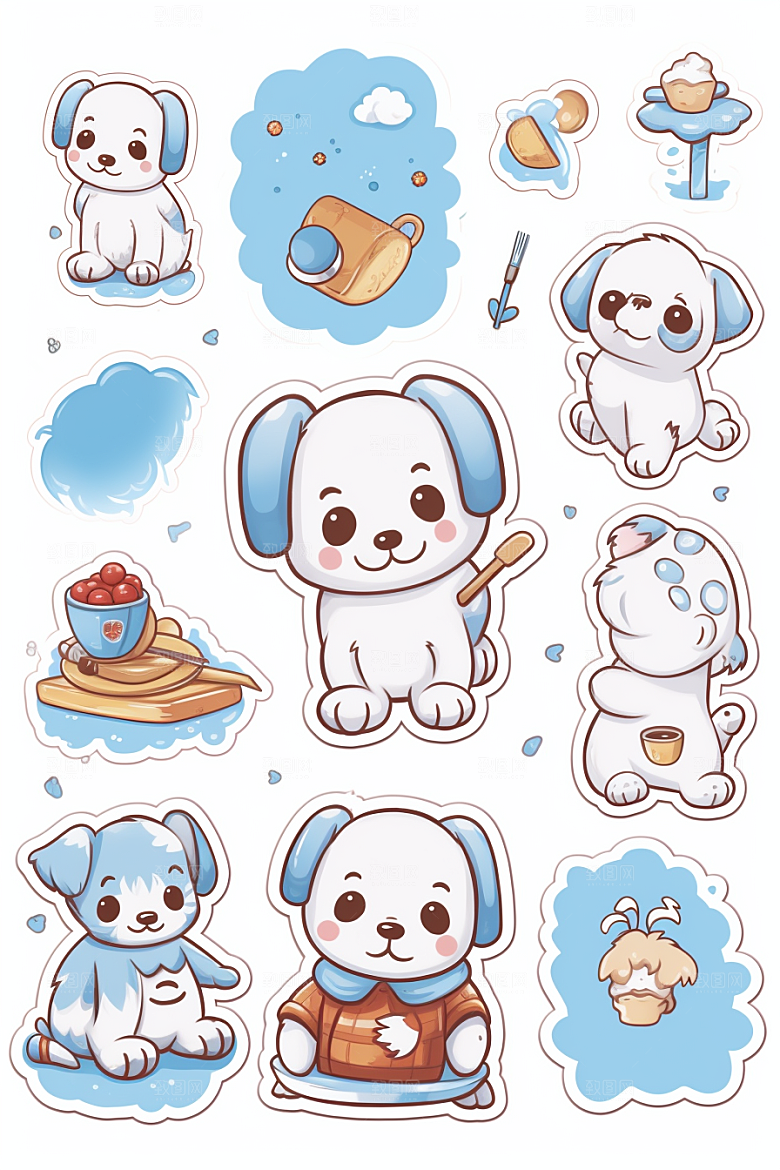 可爱狗狗贴画插画贴纸