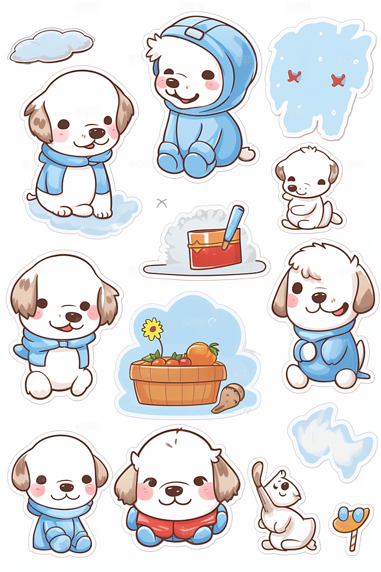 可爱狗狗贴画涂鸦贴纸