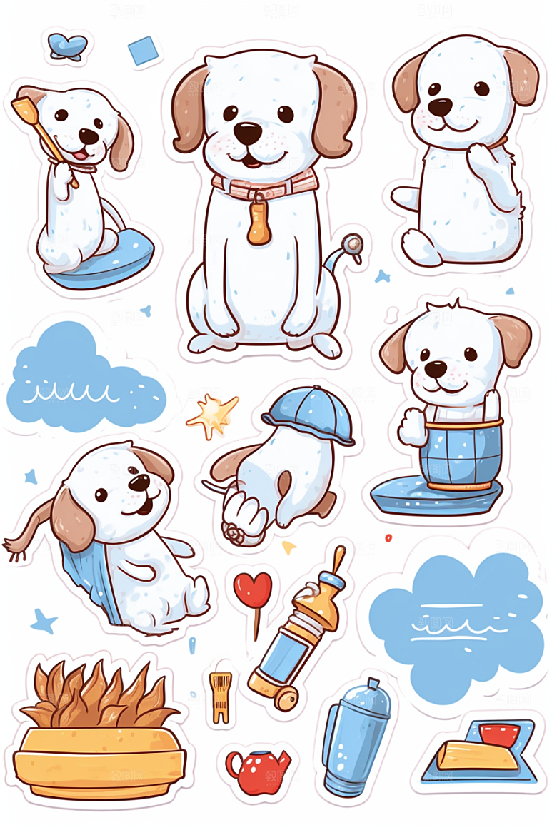 可爱狗狗贴画插画贴纸