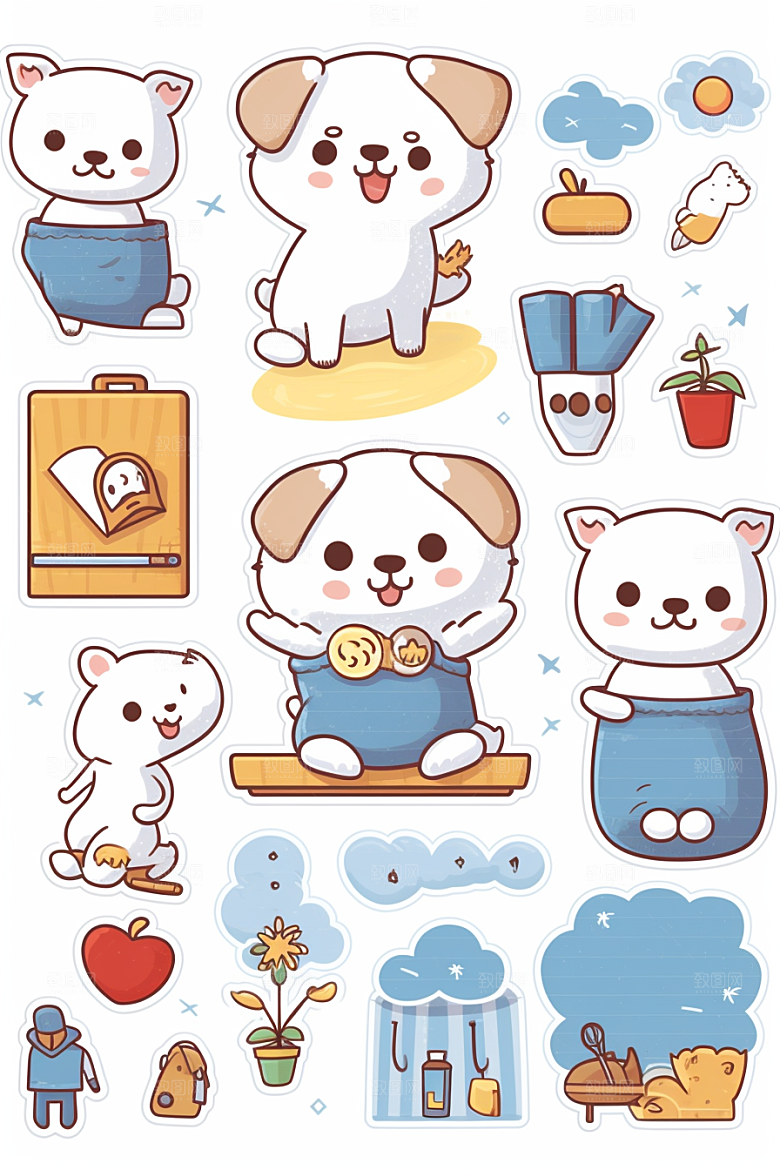 可爱狗狗宠物艺术贴纸