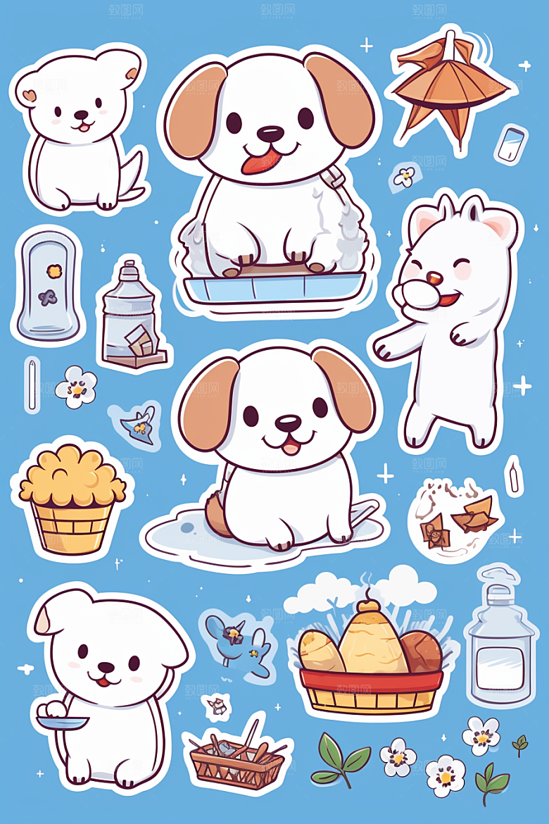 可爱狗狗动物贴画贴纸