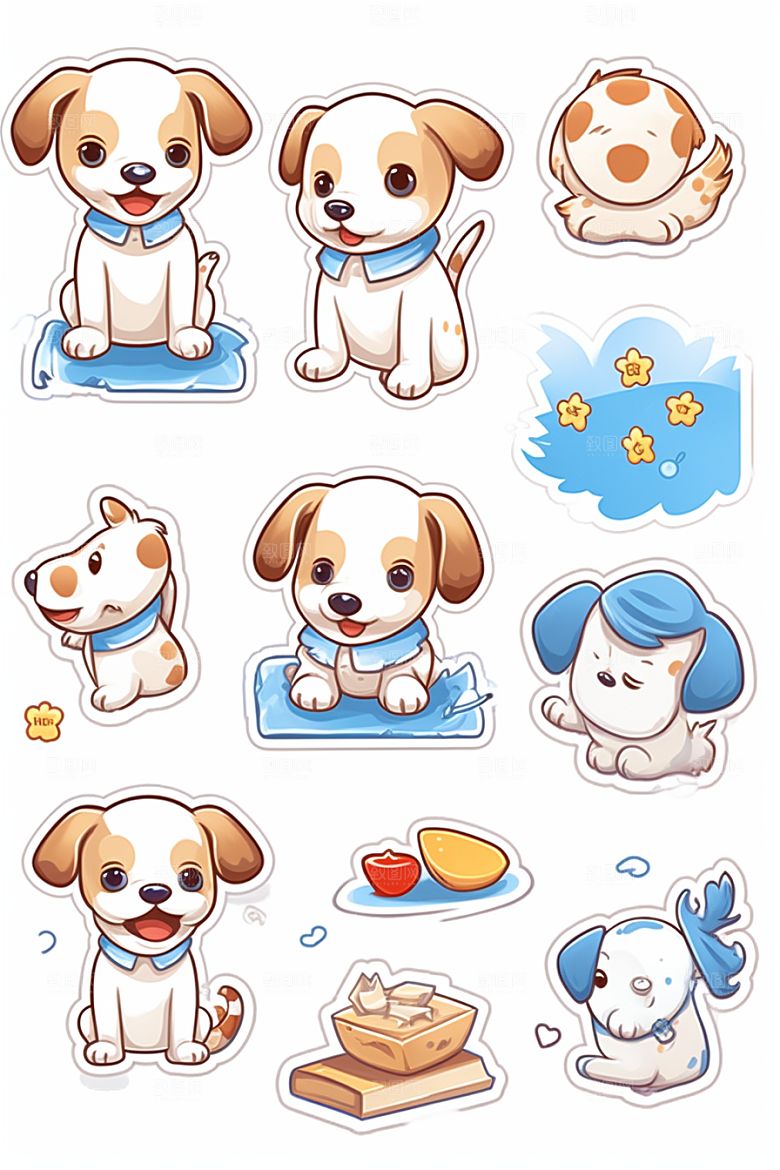 可爱狗狗插画小狗贴纸