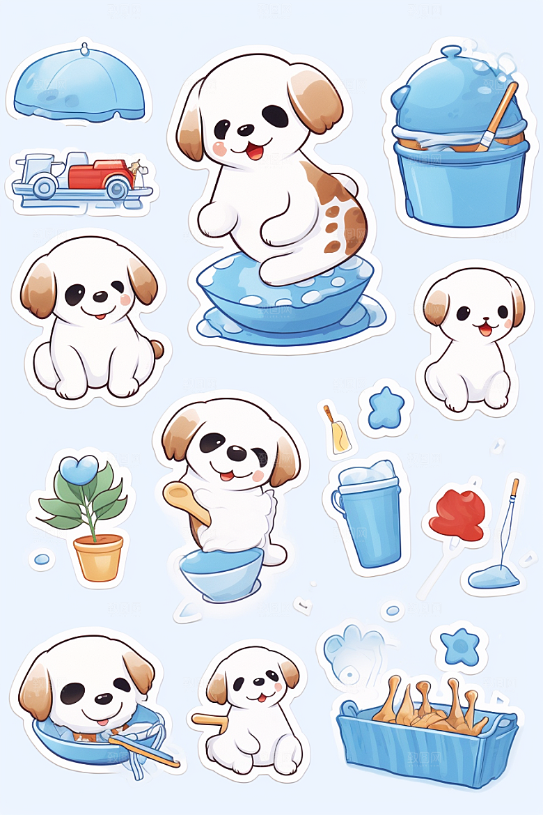 可爱狗狗插画贴画贴纸