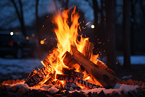 露营篝火火堆过夜摄影图