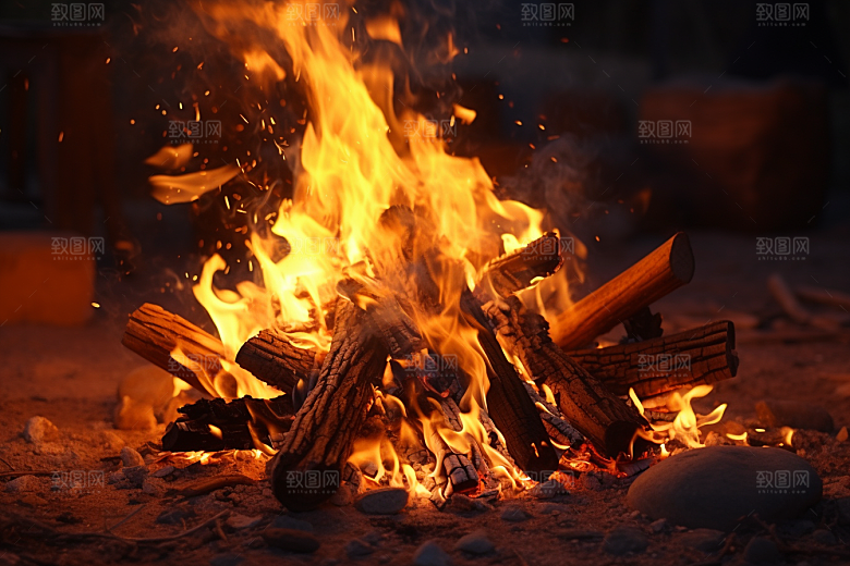 露营篝火野外过夜摄影图