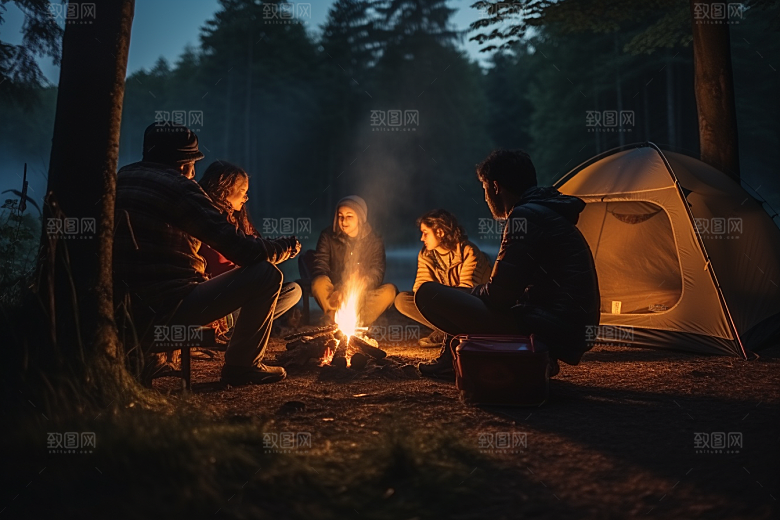 露营篝火野外火堆摄影图
