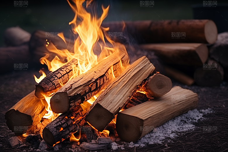 露营篝火徒步过夜摄影图