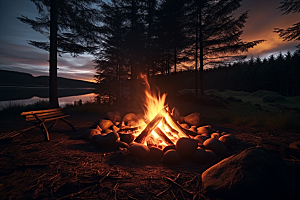 露营篝火火堆高清摄影图
