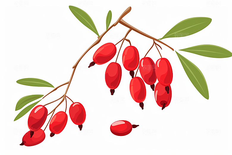枸杞中草药植物插画
