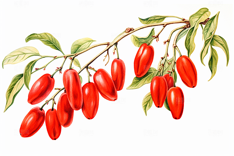 枸杞中草药药方插画