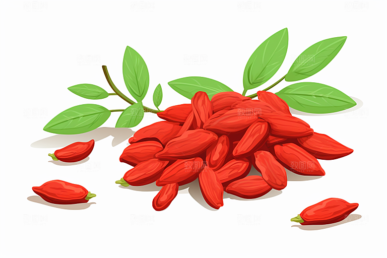 枸杞药方中草药插画