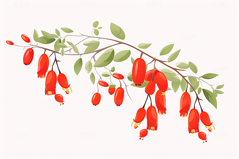 枸杞医学中药材插画
