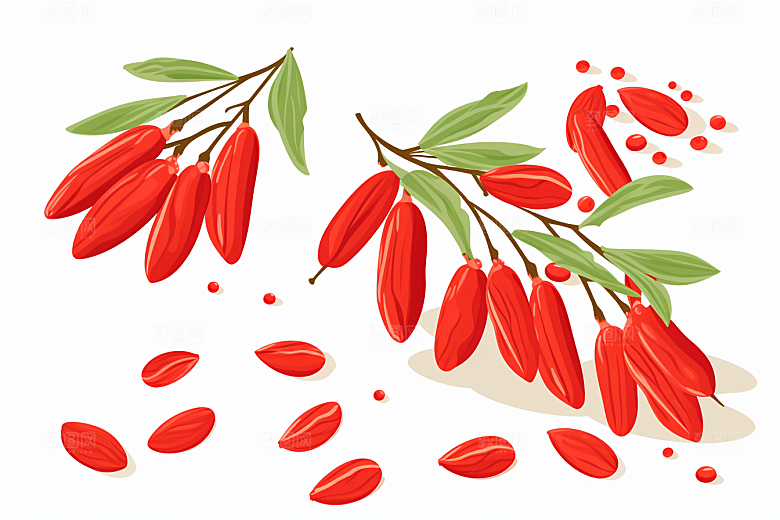枸杞中草药健康插画