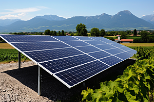 光伏太阳能板电能发电站摄影图
