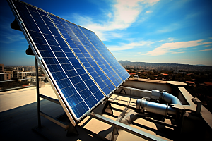 光伏太阳能板清洁能源电能摄影图