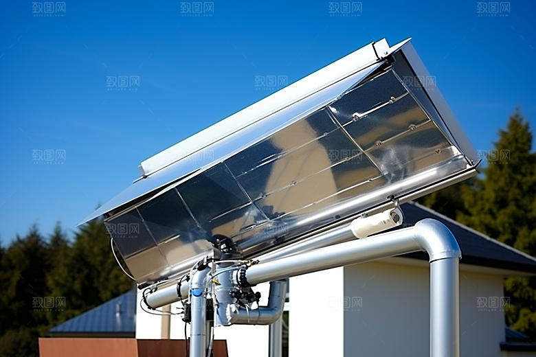 光伏太阳能板清洁能源电能摄影图
