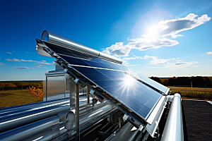 光伏太阳能板清洁能源绿色摄影图
