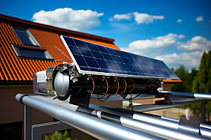 光伏太阳能板高清太阳能发电摄影图