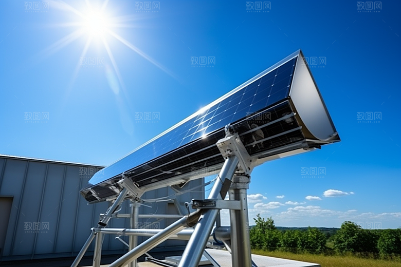 光伏太阳能板清洁能源低碳摄影图