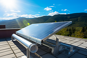 光伏太阳能板发电站太阳能发电摄影图