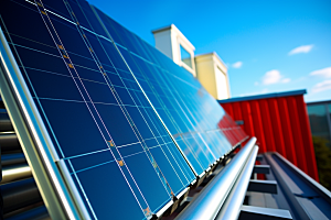 光伏太阳能板高清发电站摄影图