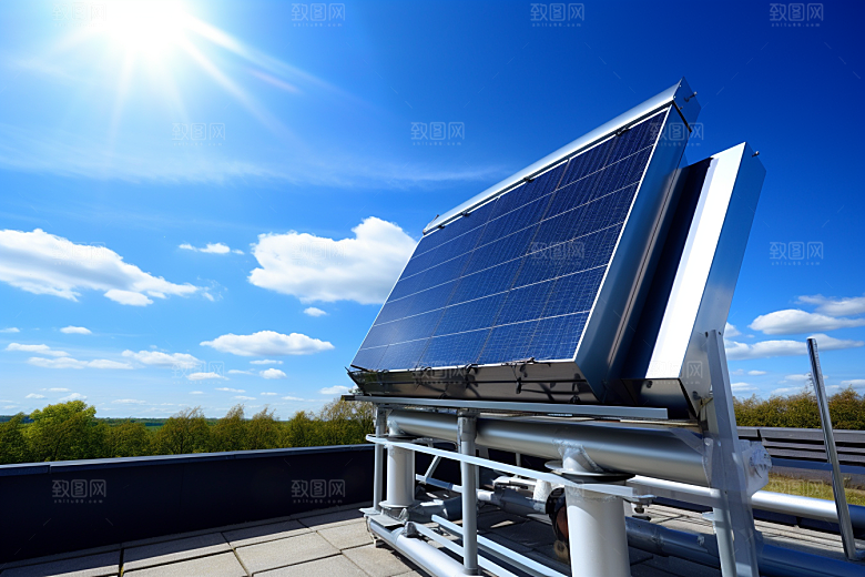 光伏太阳能板低碳太阳能发电摄影图
