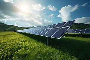 光伏太阳能板低碳清洁能源摄影图