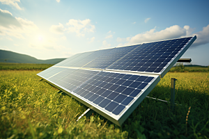 光伏太阳能板环保太阳能发电摄影图